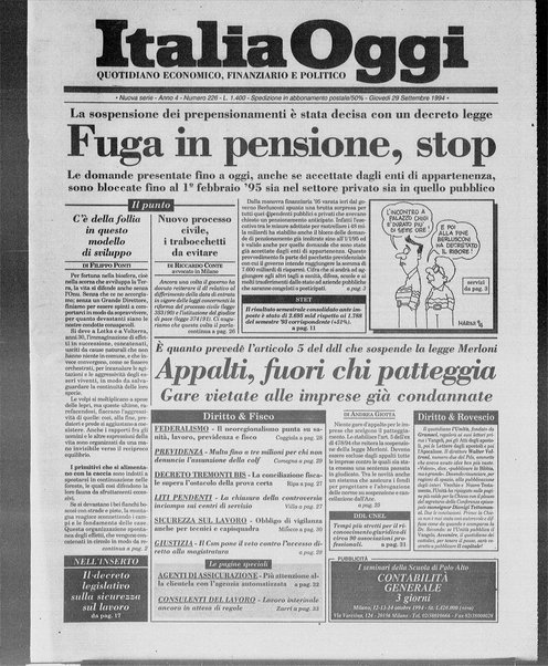 Italia oggi : quotidiano di economia finanza e politica